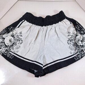 Anthropologie The Somerset Printed Linen Cotton Shorts Size Small Black Gray